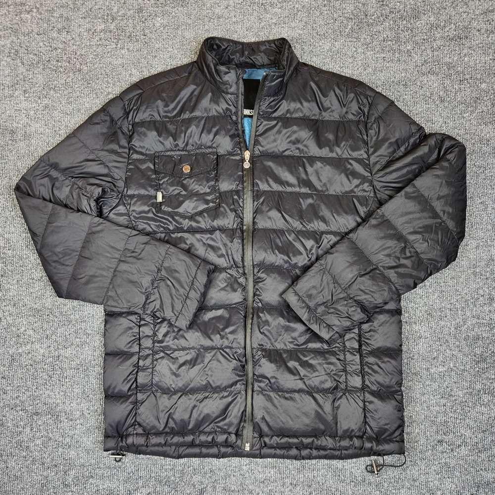 Linksoul Quilted Down Puffer Jacket Mens L Black Full Zip Insulated Outdoor Coat